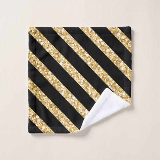 Monogram gouden glitter en zwarte strepen bad handdoek (Wasdoekje)