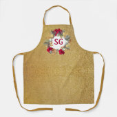 Monogram Gouden Glitter Kerst Krans  Schort (Voorkant)