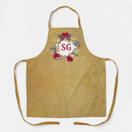 Monogram Gouden Glitter Kerst Krans  Schort