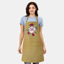Monogram Gouden Glitter Kerst Krans  Schort