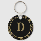 Monogram Gouden Glitter Sparkle & zwart stijlvol Sleutelhanger (Achterkant)