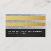 Monogram Gouden Glitter Strepen Visitekaartje (Achterkant)