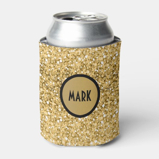 Monogram gouden glitterpatroon blikjeskoeler (Blikje Voorkant)
