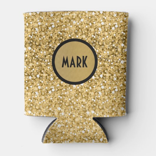 Monogram gouden glitterpatroon blikjeskoeler (Voorkant)
