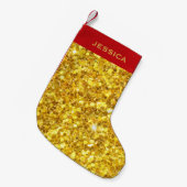 Monogram gouden glitterpatroon kleine kerstsok (Voorkant (Hangend))