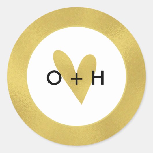 Monogram Gouden Hart Voor Sticker (Voorkant)