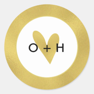 Monogram Gouden Hart Voor Sticker