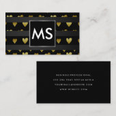 Monogram | Gouden Harten | Strepen Visitekaartje (Voorkant / Achterkant)
