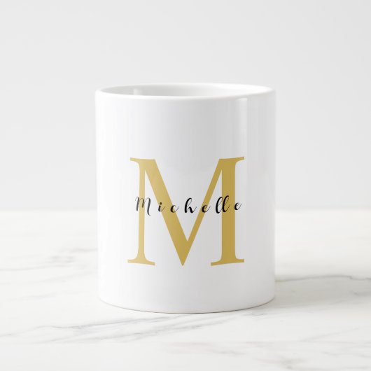 Monogram Gouden Kleur Jouw naam Speciaal Geschenk  Grote Koffiekop (Voorkant)