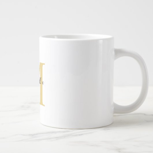 Monogram Gouden Kleur Jouw naam Speciaal Geschenk Grote Koffiekop (Rechts)