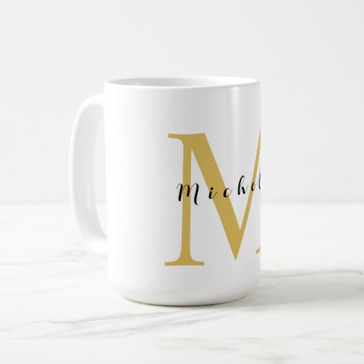 Monogram Gouden Kleur Jouw naam Speciaal Geschenk  Koffiemok (Voorkant links)