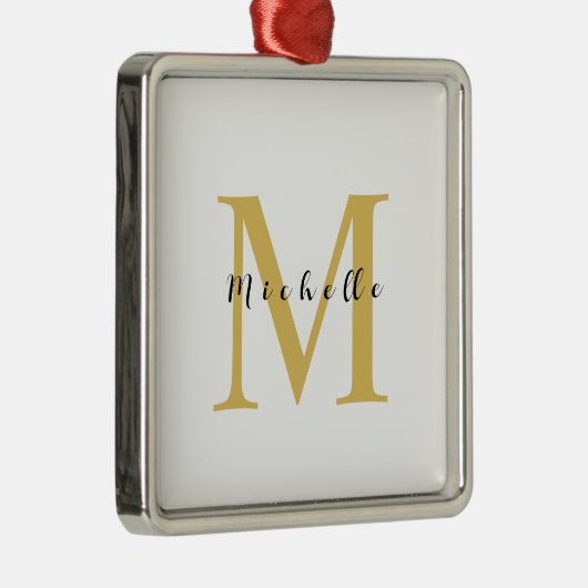 Monogram Gouden Kleur Jouw naam Speciaal Geschenk Metalen Ornament (Rechts)