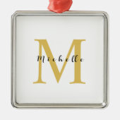 Monogram Gouden Kleur Jouw naam Speciaal Geschenk Metalen Ornament (Voorkant)