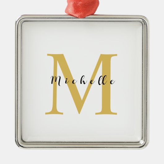 Monogram Gouden Kleur Jouw naam Speciaal Geschenk  Metalen Ornament (Voorkant)