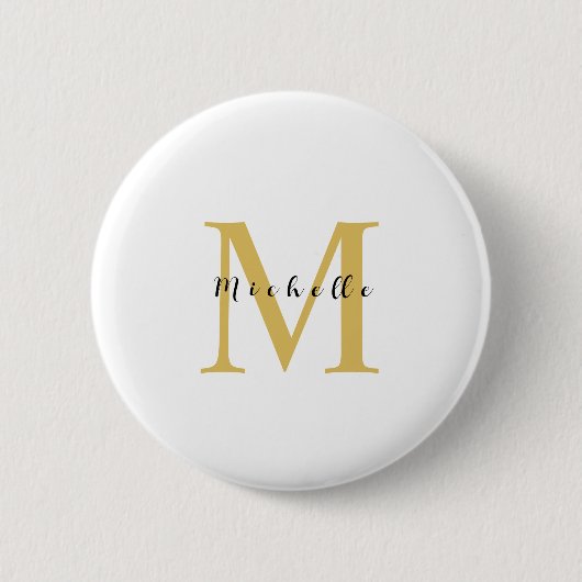Monogram Gouden Kleur Jouw naam Speciaal Geschenk  Ronde Button 5,7 Cm (Voorkant)