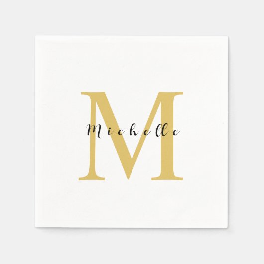 Monogram Gouden Kleur Jouw naam Speciaal Geschenk  Servet (Voorkant)