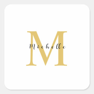 Monogram Gouden Kleur Jouw naam Speciaal Geschenk  Vierkante Sticker