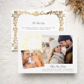 Monogram Gouden Krans Collage Foto Save The Date Folie Uitnodiging
