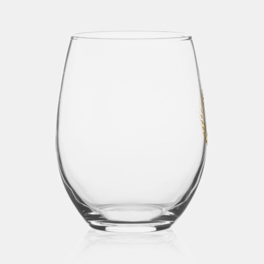 Monogram Gouden Kroon Laurel krans Wijnglas Zonder Voet (Rechts)