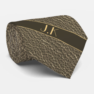 Monogram gouden leder textuur vadersdag stijlvol stropdas