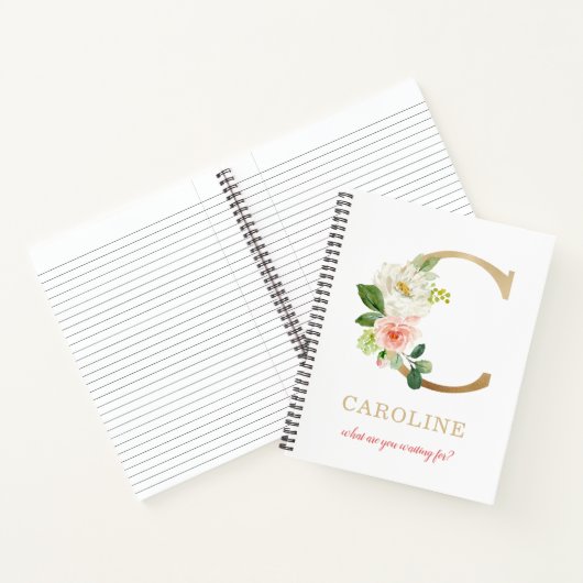 Monogram gouden letter C | Bloemmotto of offerte Notitieboek (Binnen)