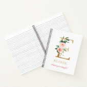 Monogram gouden letter E | Bloemmotto of offerte Notitieboek (Binnen)