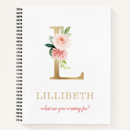 Monogram gouden letter L | Bloemmotto of offerte Notitieboek
