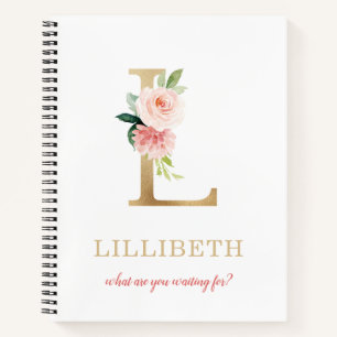 Monogram gouden letter L Bloemmotto of offerte Notitieboek