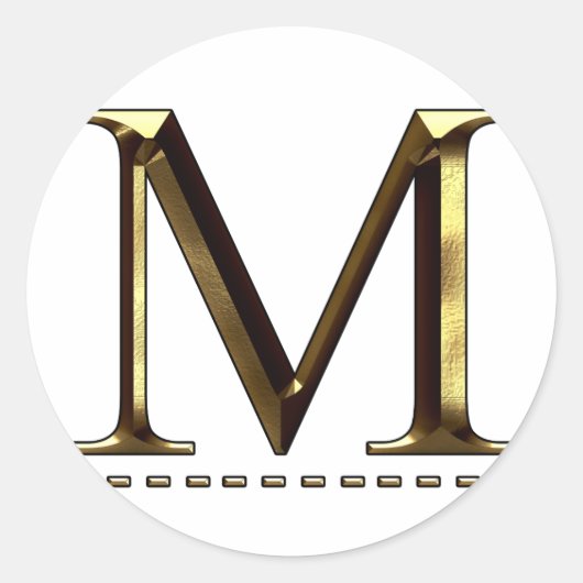 Monogram gouden letter M Jouw Sticker (Voorkant)