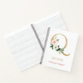 Monogram Gouden Letter Q | Bloemenspreuk of citaat Notitieboek (Binnen)