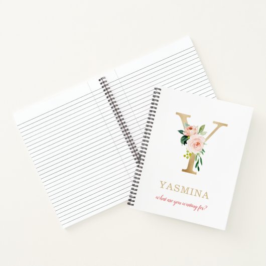 Monogram gouden letter Y | Bloemmotto of offerte Notitieboek (Binnen)