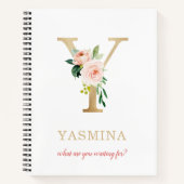 Monogram gouden letter Y | Bloemmotto of offerte Notitieboek (Voorkant)