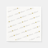 Monogram + gouden liefdesharten, bruiloft servetten (Voorkant)
