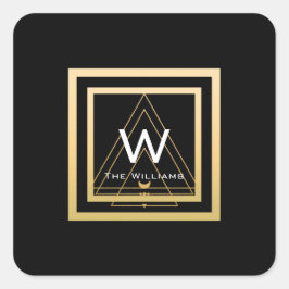 Monogram Gouden Lijst Minimalisme Geometrie Zwart Vierkante Sticker
