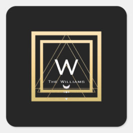 Monogram Gouden Lijst Minimalisme Geometrisch Zwar Vierkante Sticker