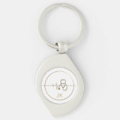 Monogram Gouden Medische Stethoscoop Hartslag Sleutelhanger (Voorkant)
