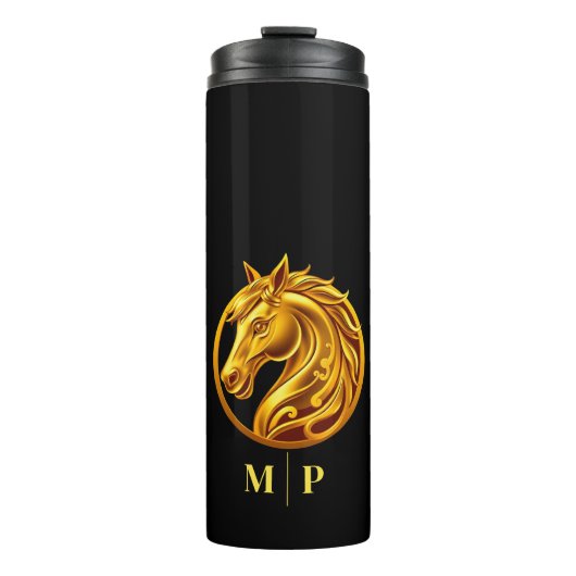 Monogram Gouden Paard- Thermosbeker (Voorkant)