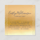 Monogram gouden paarse blauw waterverf marmeren sc vierkante visitekaartje (Achterkant)