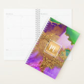Monogram gouden paarse groene agaat waterverf chic planner (Display)
