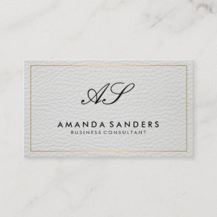 Monogram Gouden Rand Faux Leder Visitekaartje