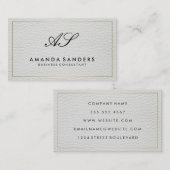 Monogram Gouden Rand Faux Leder Visitekaartje (Voorkant / Achterkant)