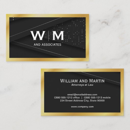 Monogram | Gouden rand Visitekaartje (Voorkant / Achterkant)