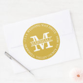 Monogram Gouden Ronde Retouradres Sticker (Envelop)