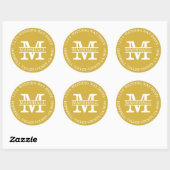 Monogram Gouden Ronde Retouradres Sticker (Vel)