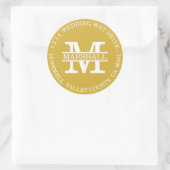 Monogram Gouden Ronde Retouradres Sticker (Tas)