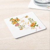 Monogram gouden Rozen lint Kartonnen Onderzetters (Schuin)