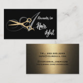 Monogram Gouden Schaar Kapsalon Visitekaartje (Voorkant / Achterkant)