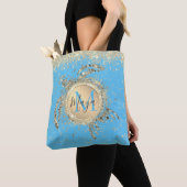 Monogram Gouden Schildpad Glitter Gepersonaliseerd Tote Bag (Dichtbij)