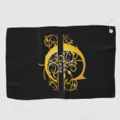 Monogram gouden silhouet letter C Golfhanddoek (Horizontaal)