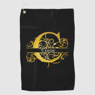 Monogram gouden silhouet letter C Golfhanddoek